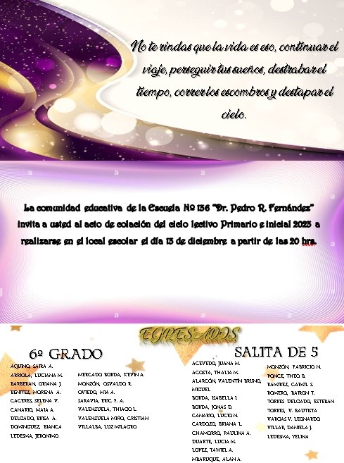 Acto de Colación Ciclo Primario y Nivel Inicial Escuela N°136.